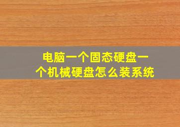 电脑一个固态硬盘一个机械硬盘怎么装系统