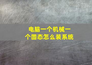 电脑一个机械一个固态怎么装系统