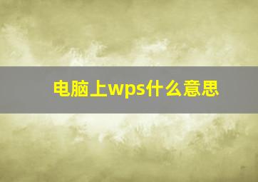 电脑上wps什么意思