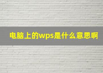 电脑上的wps是什么意思啊