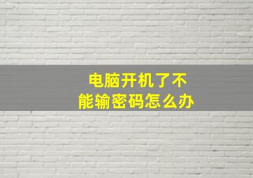 电脑开机了不能输密码怎么办