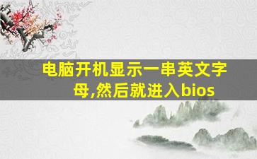 电脑开机显示一串英文字母,然后就进入bios