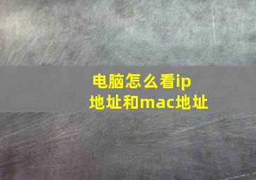 电脑怎么看ip地址和mac地址