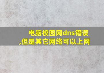 电脑校园网dns错误,但是其它网络可以上网