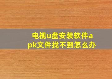 电视u盘安装软件apk文件找不到怎么办