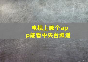 电视上哪个app能看中央台频道