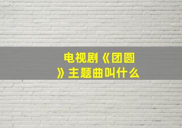 电视剧《团圆》主题曲叫什么