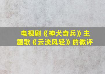 电视剧《神犬奇兵》主题歌《云淡风轻》的微评