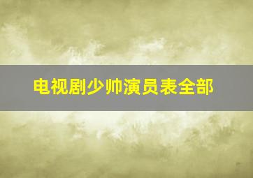 电视剧少帅演员表全部