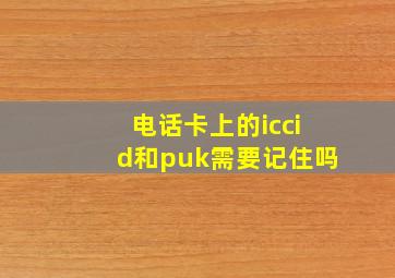 电话卡上的iccid和puk需要记住吗