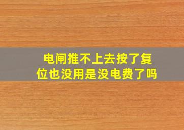 电闸推不上去按了复位也没用是没电费了吗