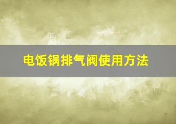 电饭锅排气阀使用方法