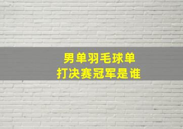 男单羽毛球单打决赛冠军是谁