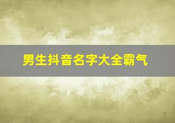 男生抖音名字大全霸气