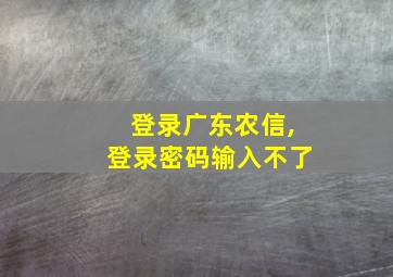 登录广东农信,登录密码输入不了