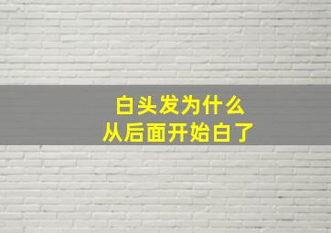 白头发为什么从后面开始白了