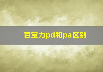 百宝力pd和pa区别