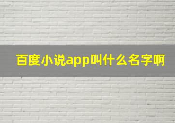 百度小说app叫什么名字啊