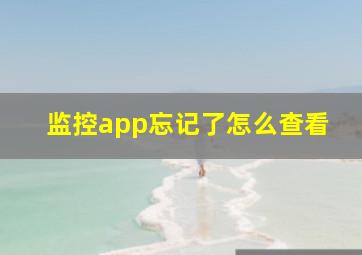 监控app忘记了怎么查看