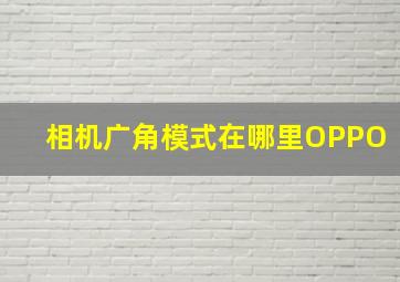 相机广角模式在哪里OPPO