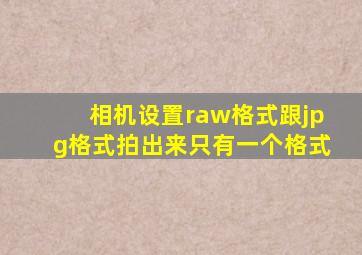 相机设置raw格式跟jpg格式拍出来只有一个格式