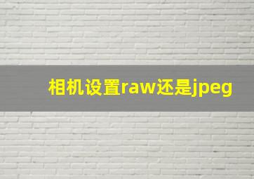 相机设置raw还是jpeg