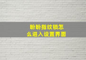 盼盼指纹锁怎么进入设置界面