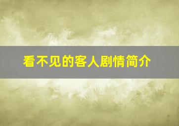 看不见的客人剧情简介