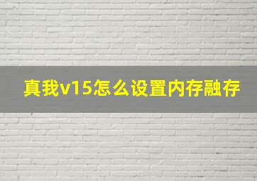 真我v15怎么设置内存融存