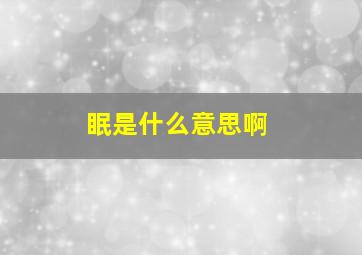 眠是什么意思啊