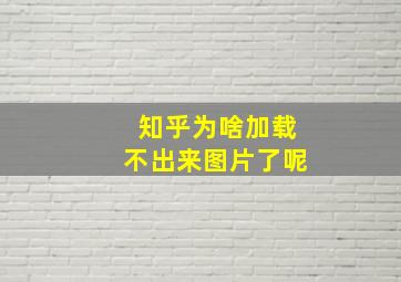 知乎为啥加载不出来图片了呢