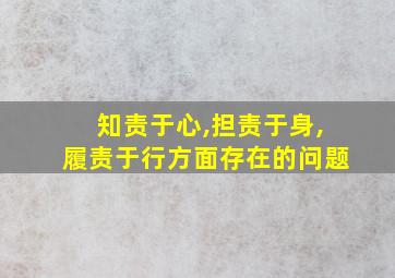 知责于心,担责于身,履责于行方面存在的问题