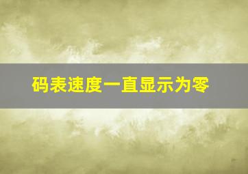 码表速度一直显示为零