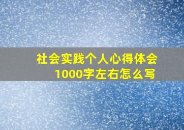 社会实践个人心得体会1000字左右怎么写