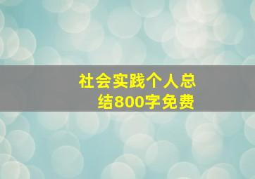 社会实践个人总结800字免费