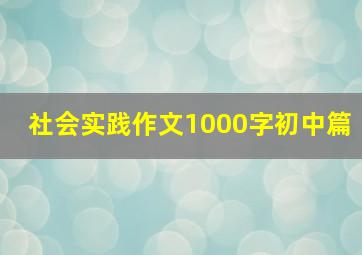 社会实践作文1000字初中篇