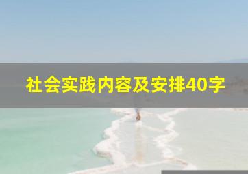 社会实践内容及安排40字