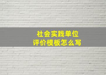 社会实践单位评价模板怎么写