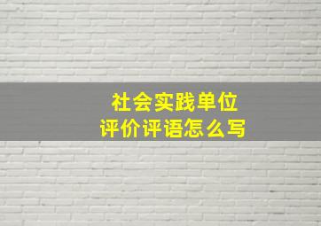 社会实践单位评价评语怎么写