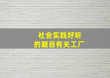 社会实践好听的题目有关工厂