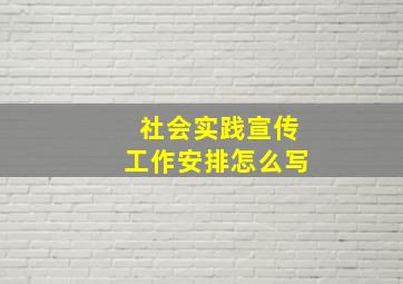 社会实践宣传工作安排怎么写