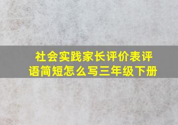 社会实践家长评价表评语简短怎么写三年级下册