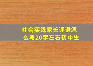 社会实践家长评语怎么写20字左右初中生