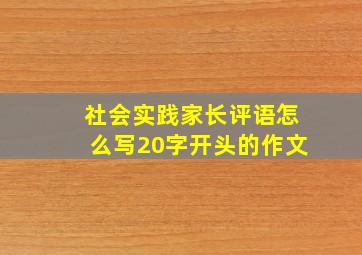 社会实践家长评语怎么写20字开头的作文