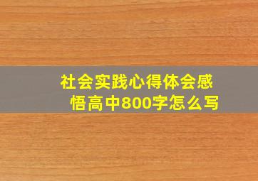 社会实践心得体会感悟高中800字怎么写