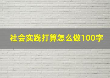 社会实践打算怎么做100字