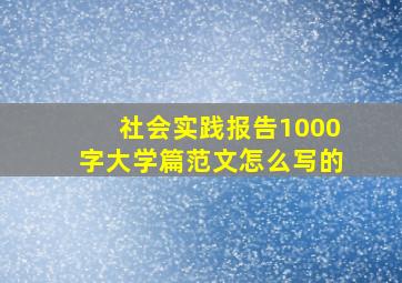 社会实践报告1000字大学篇范文怎么写的