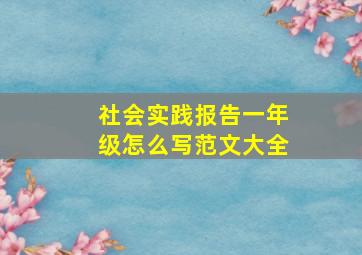 社会实践报告一年级怎么写范文大全