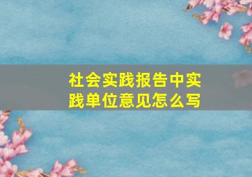 社会实践报告中实践单位意见怎么写