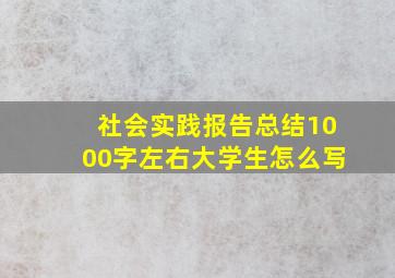 社会实践报告总结1000字左右大学生怎么写